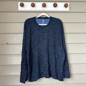 Free People Dark Blue Crew Neck Sweater